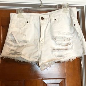 White Distressed Shorts